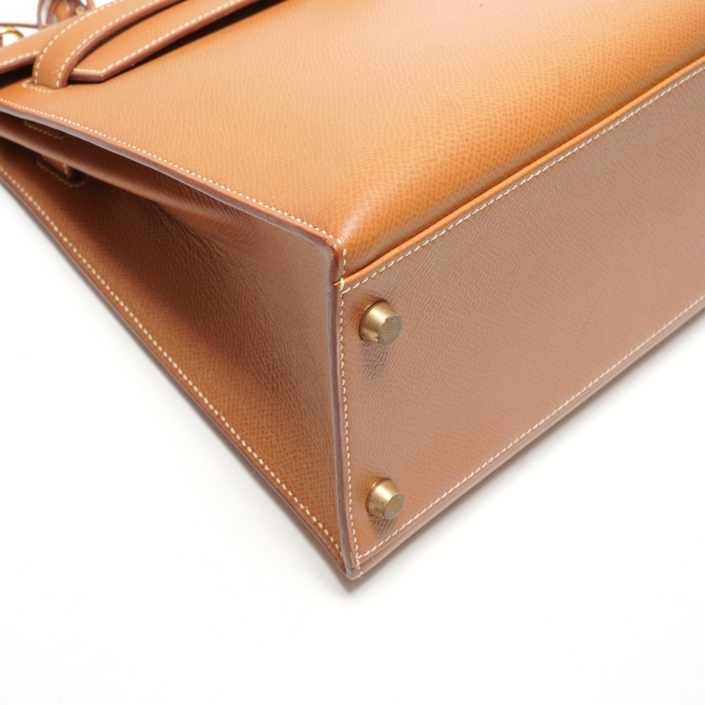 Hermes Kelly 32 2020, Y stamp, gold courchevel leather handbag, brown. - Picture 5 of 14